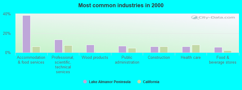 Most common industries in 2000