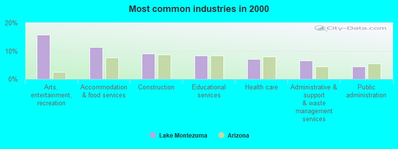 Most common industries in 2000