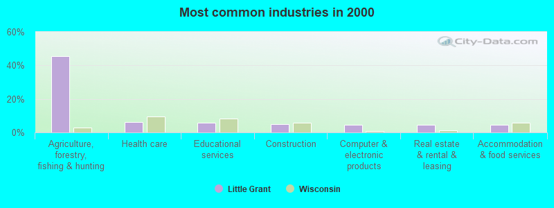 Most common industries in 2000