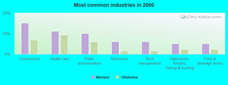 Most common industries in 2000