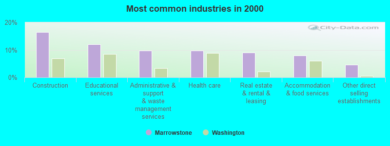 Most common industries in 2000