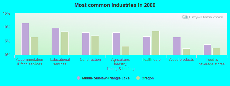 Most common industries in 2000