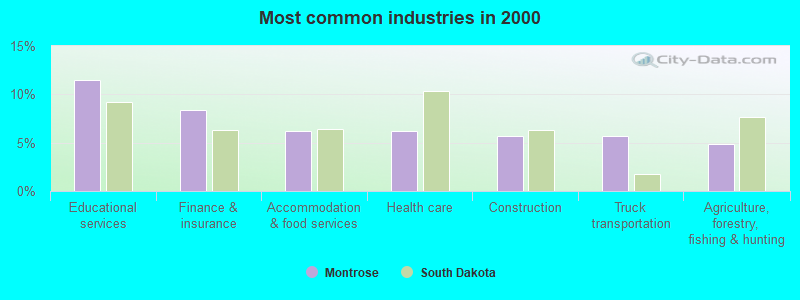 Most common industries in 2000