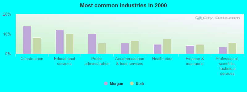 Most common industries in 2000