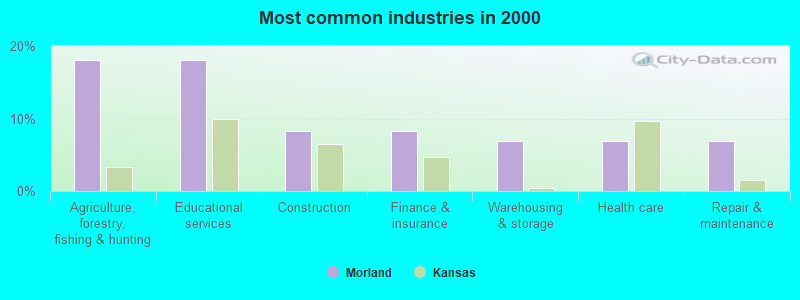 Most common industries in 2000