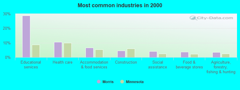 Most common industries in 2000