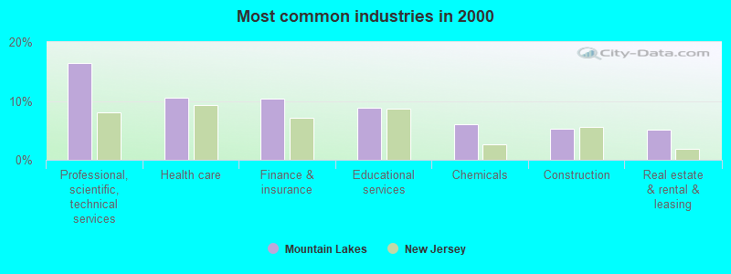 Most common industries in 2000