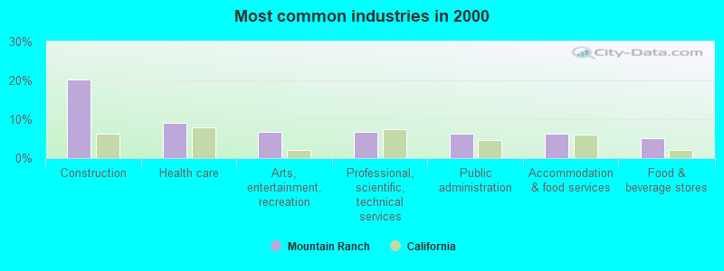 Most common industries in 2000