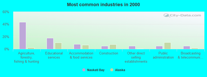 Most common industries in 2000