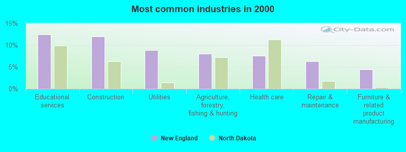 Most common industries in 2000