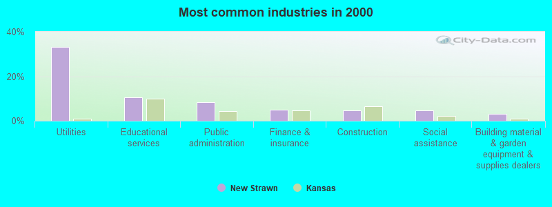 Most common industries in 2000