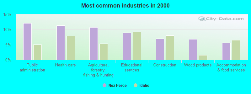 Most common industries in 2000