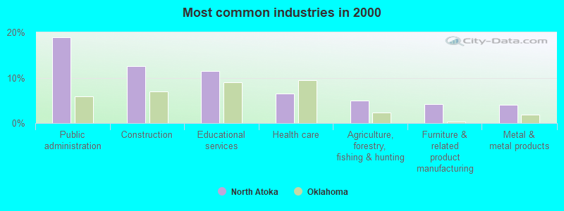 Most common industries in 2000