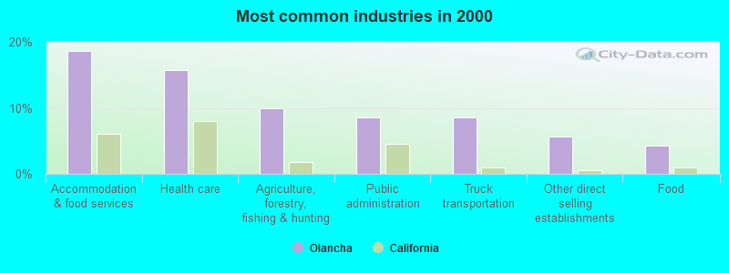 Most common industries in 2000