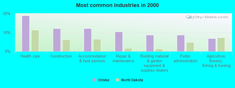 Most common industries in 2000