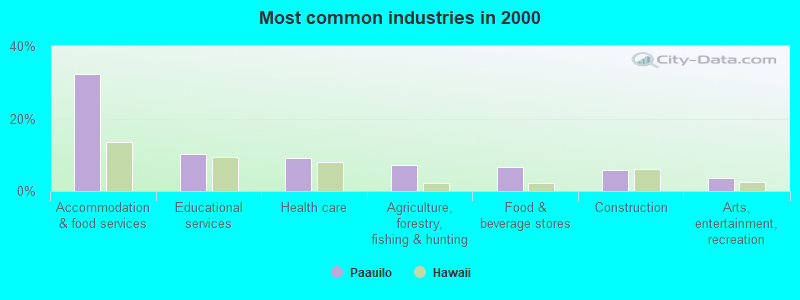 Most common industries in 2000