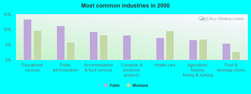 Most common industries in 2000