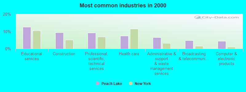 Most common industries in 2000