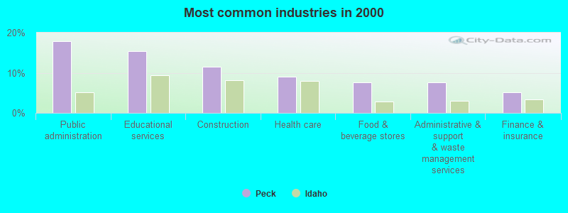 Most common industries in 2000