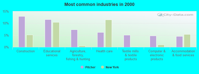 Most common industries in 2000