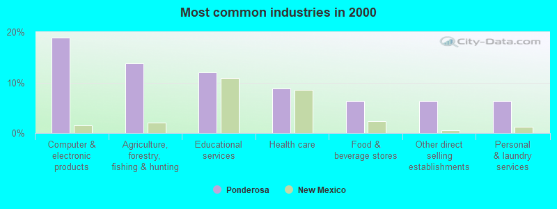 Most common industries in 2000