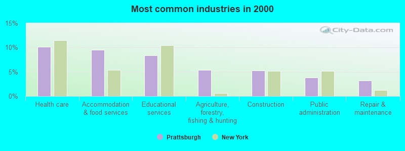 Most common industries in 2000