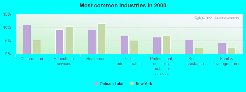 Most common industries in 2000