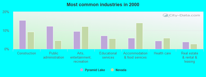 Most common industries in 2000