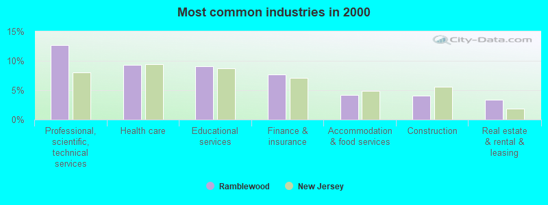 Most common industries in 2000