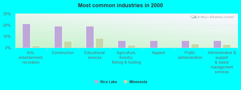 Most common industries in 2000