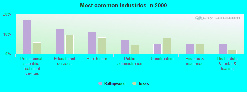 Most common industries in 2000