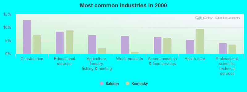 Most common industries in 2000