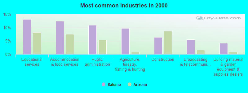 Most common industries in 2000