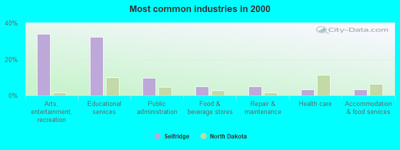 Most common industries in 2000