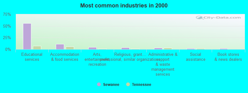 Most common industries in 2000