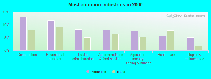 Most common industries in 2000