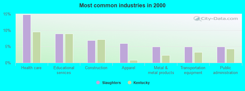 Most common industries in 2000