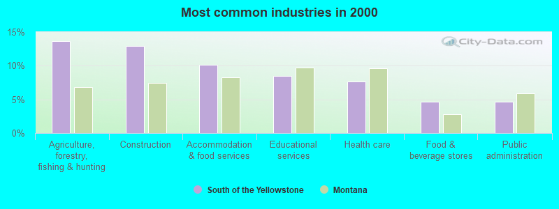 Most common industries in 2000