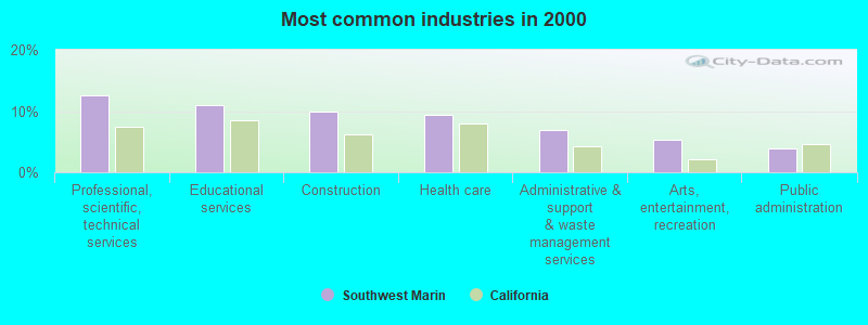 Most common industries in 2000