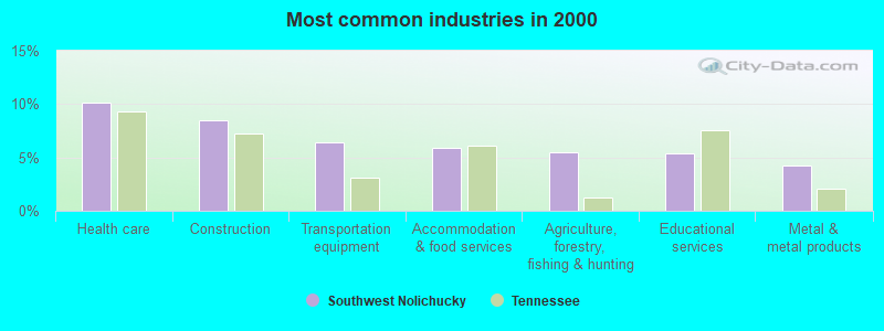 Most common industries in 2000