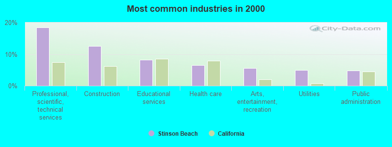 Most common industries in 2000