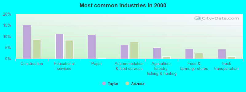 Most common industries in 2000