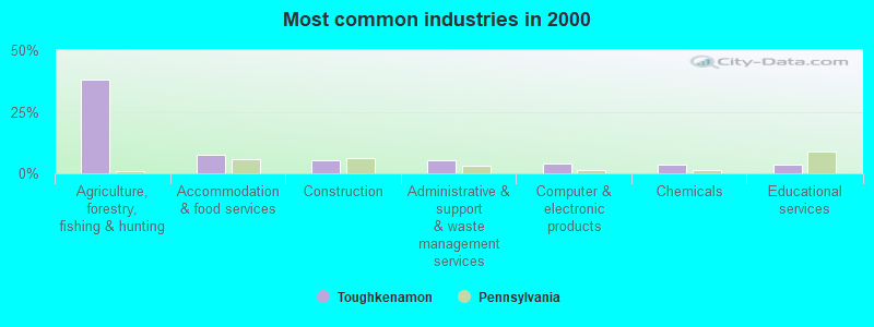 Most common industries in 2000