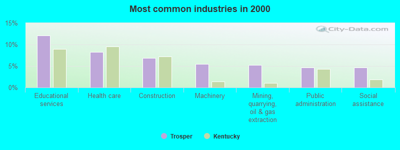 Most common industries in 2000