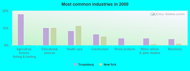 Most common industries in 2000