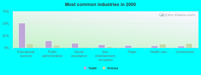 Most common industries in 2000