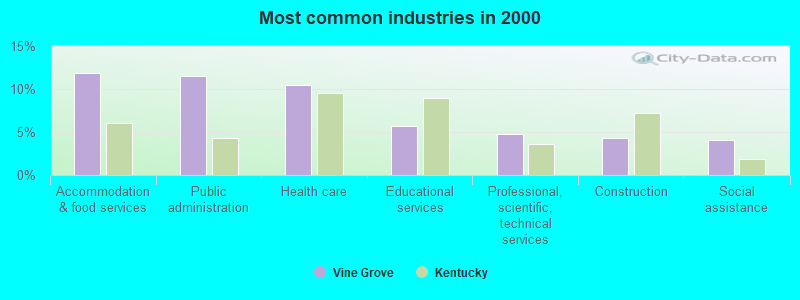 Most common industries in 2000