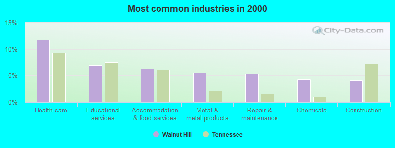 Most common industries in 2000