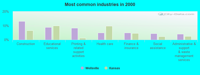 Most common industries in 2000