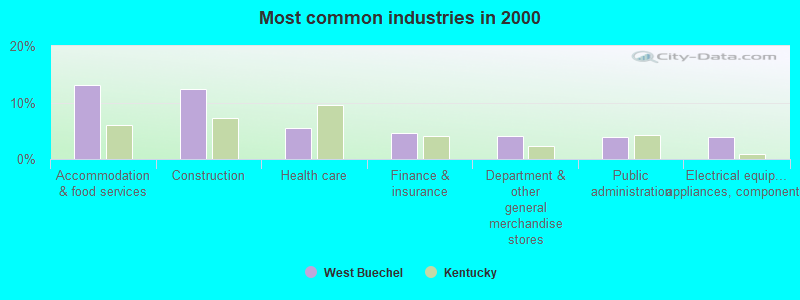 Most common industries in 2000